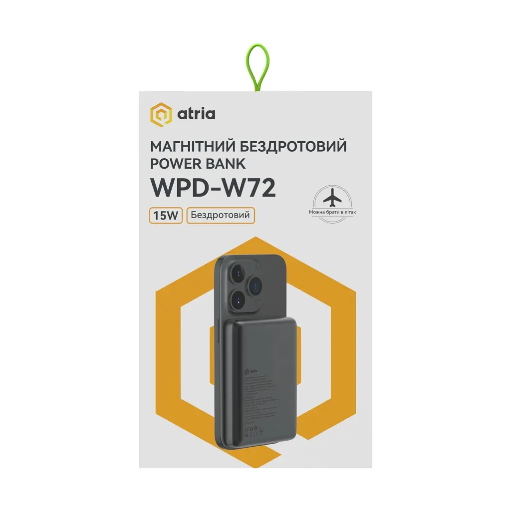 Батарея універсальна Atria 10000mAh, PD/20W, 15W Wireless MagSafe, Black (WPD-W72B) - фото 8