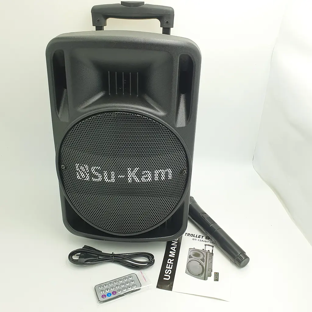 Акустична система акумуляторна колонка 10" з мікрофоном радіо Su-Kam BT100D 500 Вт чорна - фото 4
