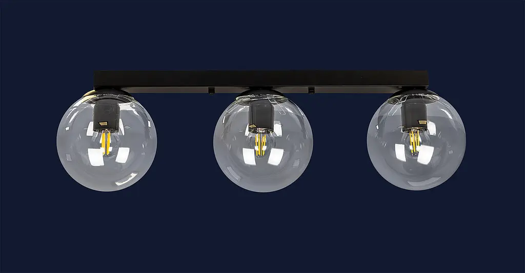 Люстра стельова Levistella 756XPR150F-3 BK+CL (500), E27, 3 плафона, чорний, прозорий, 150 мм, для LED ламп, сучасний стиль - фото 2