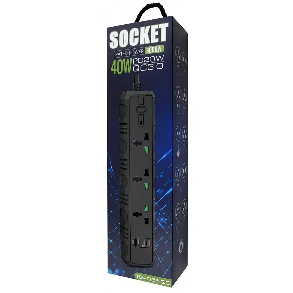 Мережевий фільтр T25-QC (3 х розетки 2 х USB 2 х Type-C) 2 м - фото 5