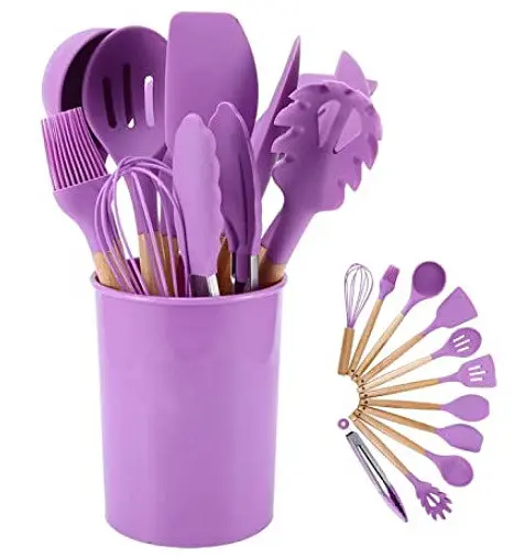 Набор кухонных принадлежностей Silicone kitchen utensils set 12 предметов Фиолетовый - фото 4