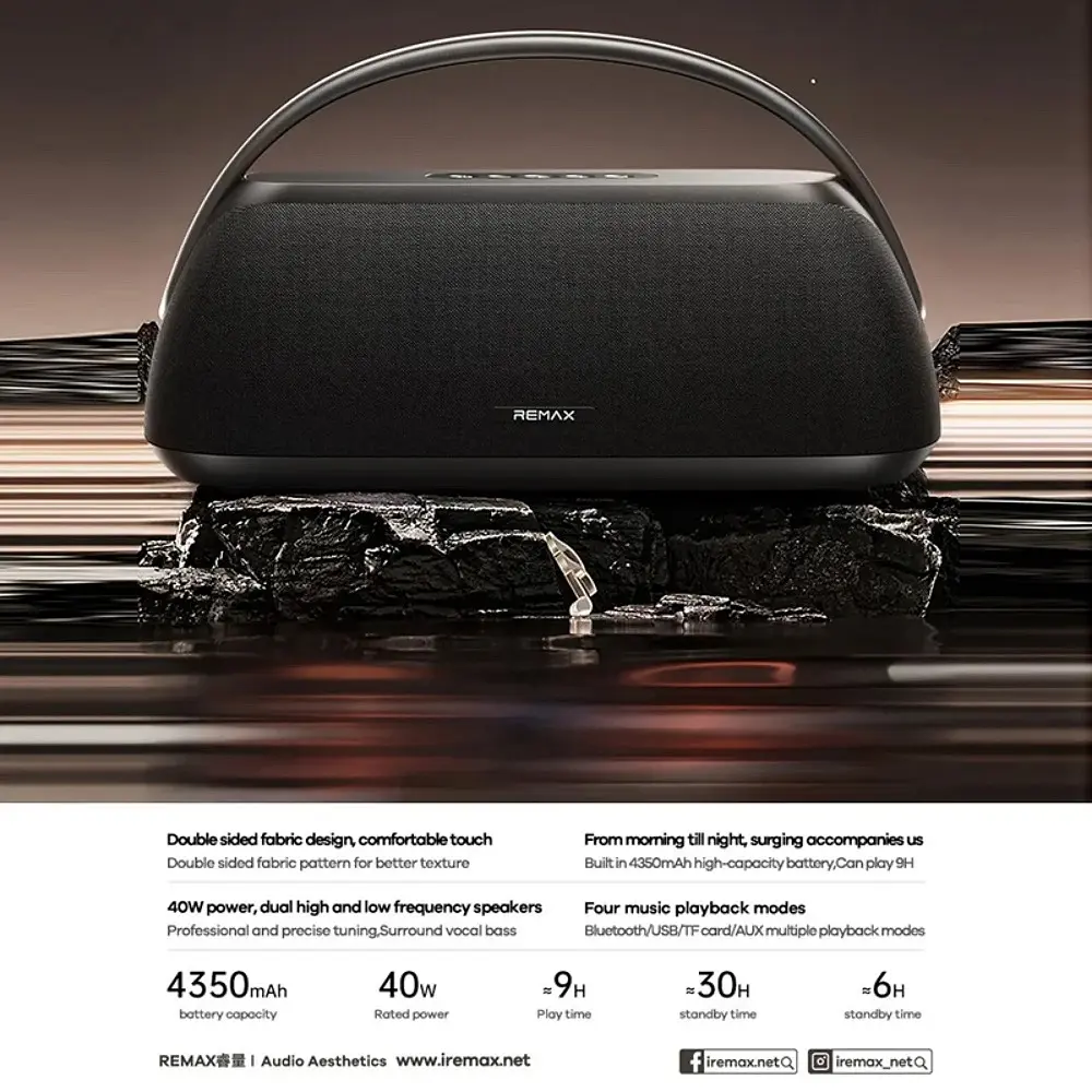 Портативна колонка REMAX RB-M28, 40W, Black - фото 2