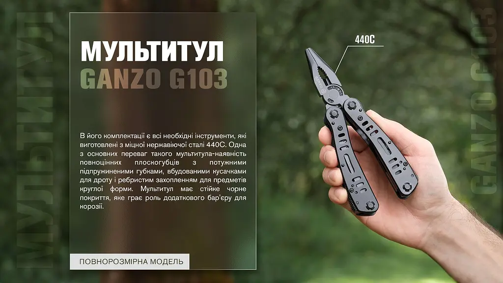 Мультитул Ganzo Multi Tool (G103), Чорний - фото 26