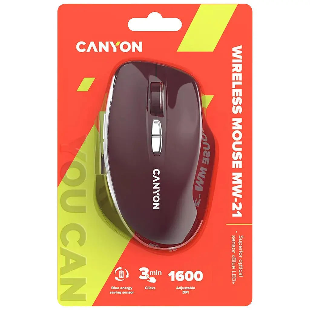 Мышка Canyon MW-21 Wireless Blue LED Burgundy (CNS-CMSW21BR) - фото 6
