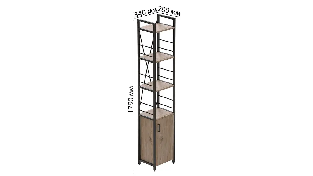 Етажерка 4/34 Серії Конект з тумбою 179x34x28 Чорний ДСП Дуб Сан-Марино FRD-104464 - фото 3