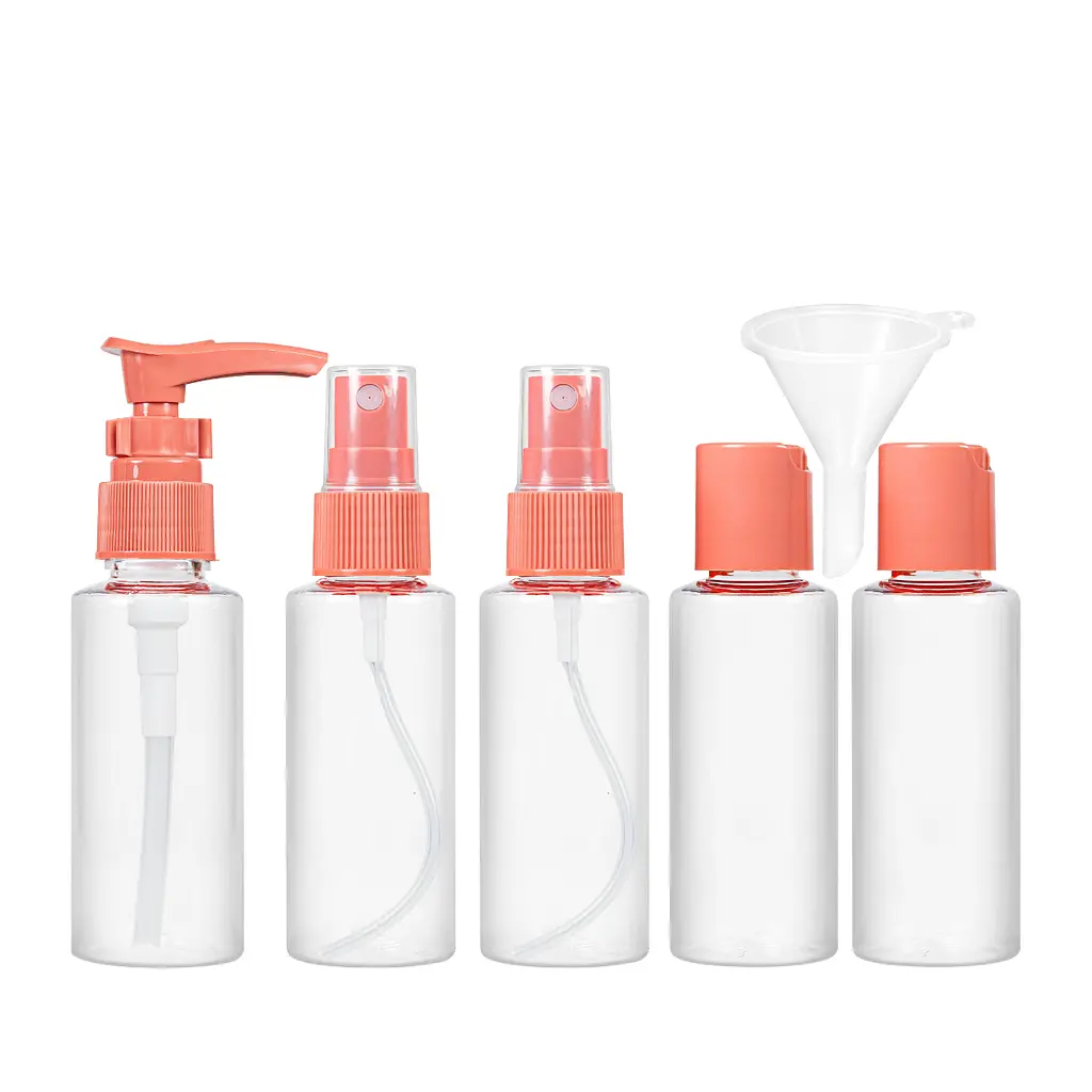 Дорожній набір ємностей для косметики WH Travel Bottles Set. 5 шт, Бордовий - фото 2