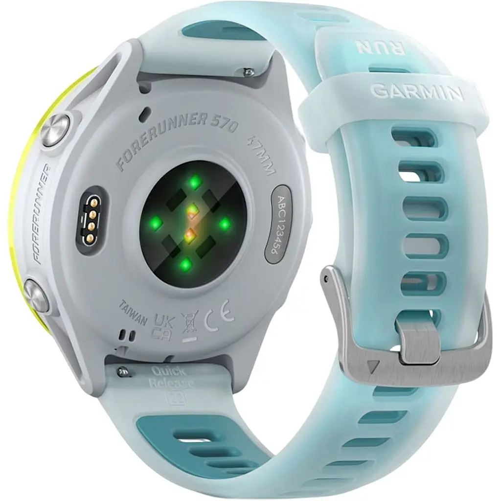 Смарт-годинник Garmin Forerunner 570 47mm Amp Yellow Aluminum with Translucent Whitestone/Turquoise Band (010-02971-01) [138715] - фото 3