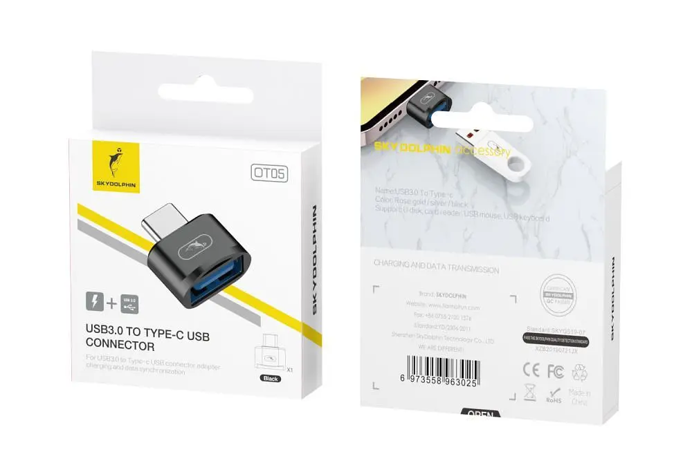 Перехідник SkyDolphin OT05 Mini USB Type-C - USB (M/F) Black (SDADPT-00029) - фото 2