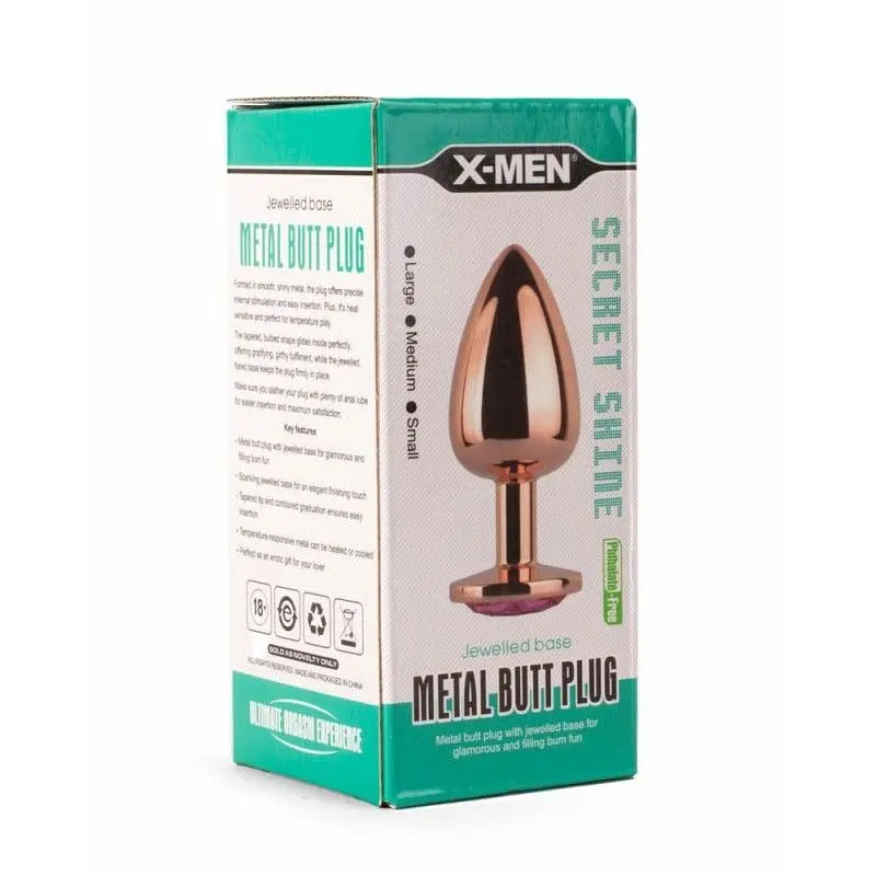 Анальна пробка з кристалом X-Men Secret Shine Pink Jewell, 8,2 см (рожевий) - фото 6