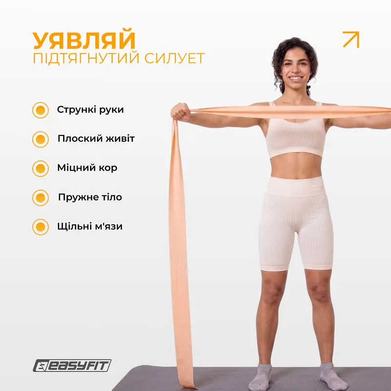 Стрічка для пілатесу EasyFit EPP 0.5 мм персикова - фото 2