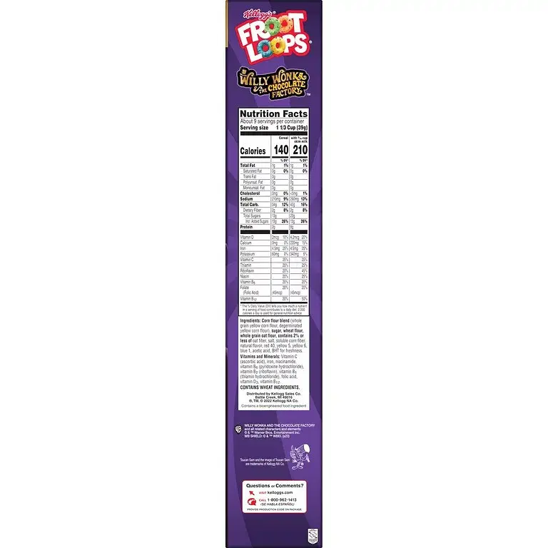 Сухий сніданок Kellogg's Froot Loops Berry-licious Willy Wonka Cereal 348g - фото 6