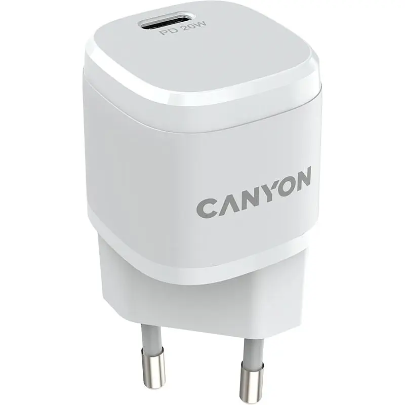 Сетевое зарядное устройство Canyon USB-C PD 20W Mini Wall Charger H-20 White - фото 3