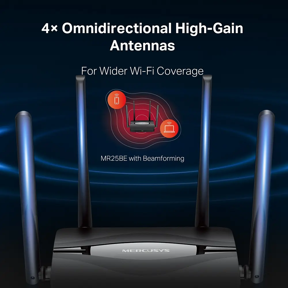 Mercusys Маршрутизатор MR25BE BE3600, 3x GE LAN, 1x GE WAN, MESH - фото 8