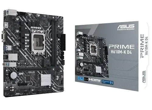 Мат.плата LGA1700, Asus PRIME H610M-K D4, H610, 2xDDR4, Int.Video(CPU), 4xSATA3, 1xM.2, 1xPCI-E 16x 4.0, 1xPCI-E 1x 3.0, ALC997, GLan, 3xUSB3.2/5xUSB2.0, VGA/HDMI, MicroATX