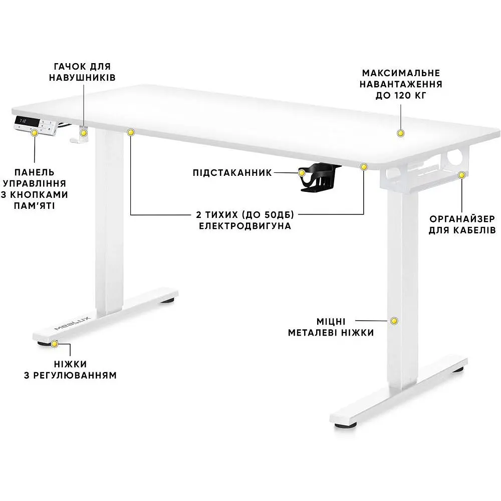 Стіл Mealux PowerDesk Duo White (EVO-242 Duo W/W) - фото 3