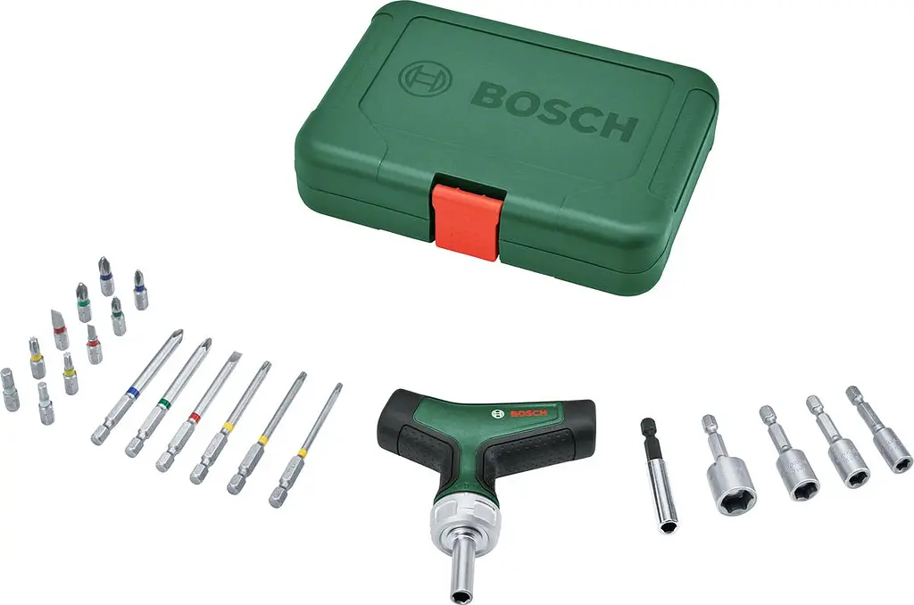 Отвертка с трещоткой, Т-образная рукоятка, 20 насадок, 109мм, сталь. Bosch hoz0014150 - фото 2