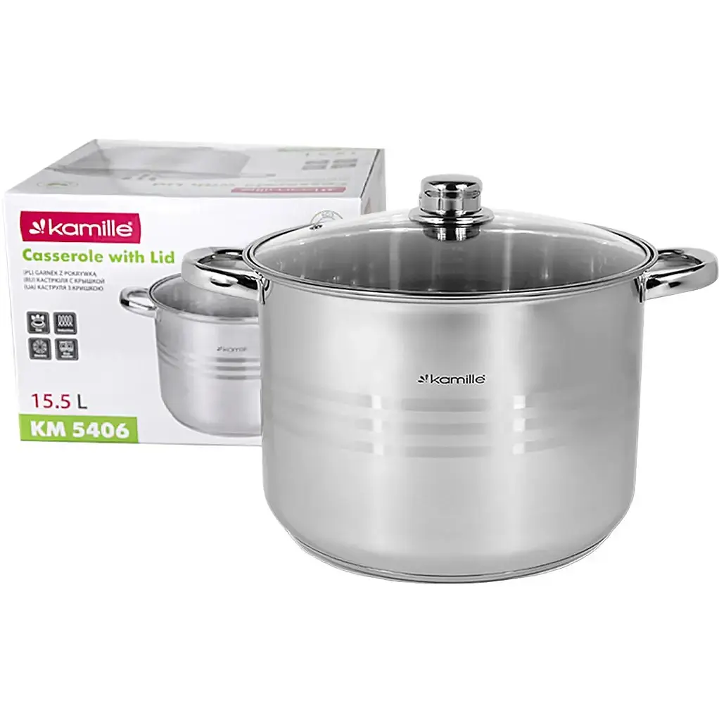 Каструля з кришкою Kamille KM-5406 15.5 л 30 см срібляста - фото 6
