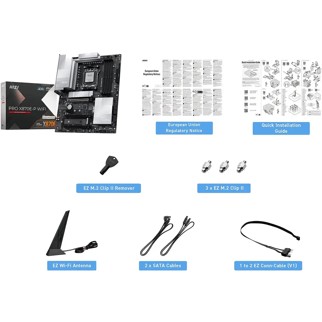 Материнська плата MSI PRO X870E-P WIFI sAM5 X870E 4xDDR5 M.2 HDMI WiFi BT ATX - фото 2