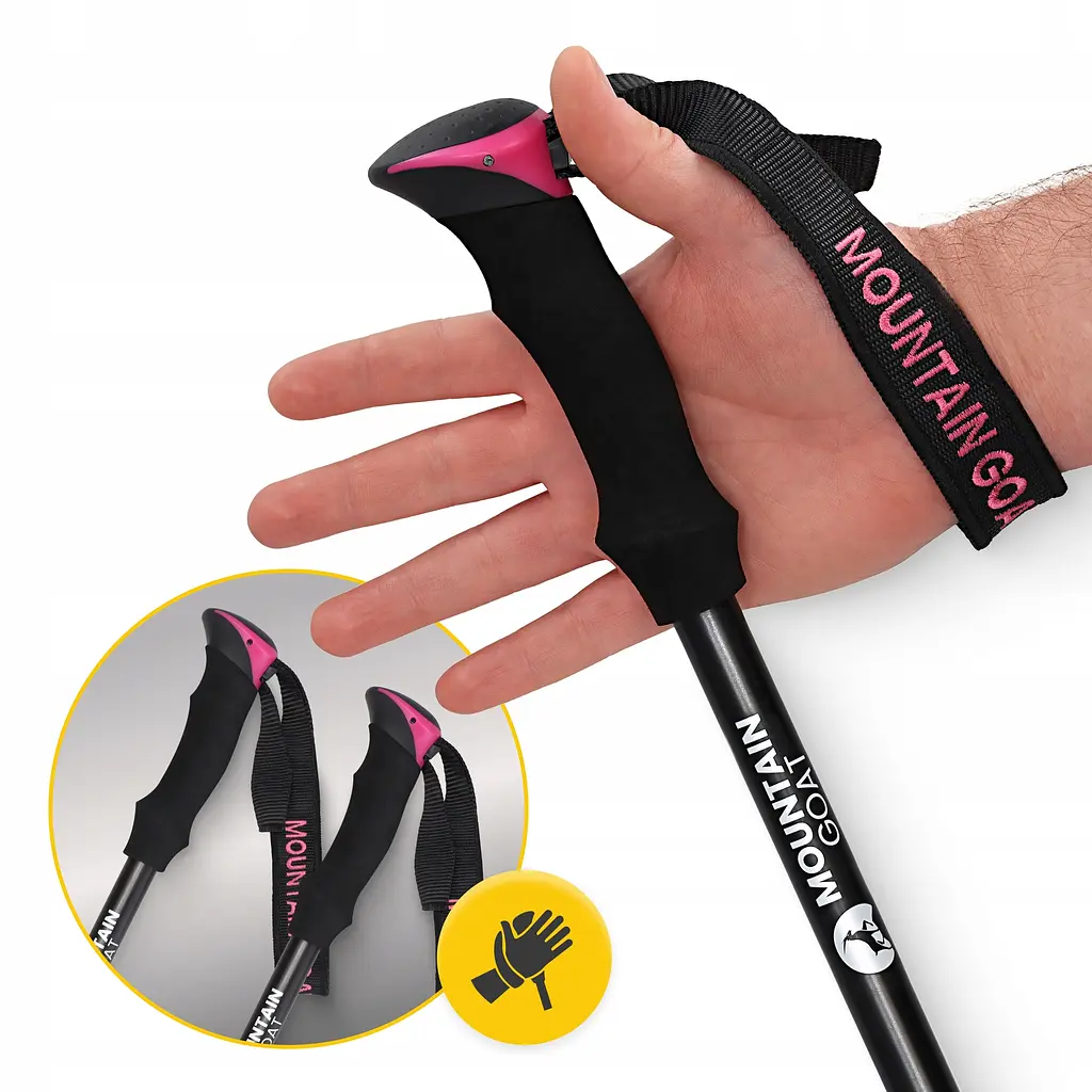 Трекінгові палиці Mountain Goat Pro+ 43-130 см Black/Pink (P-5905973404662) - фото 10