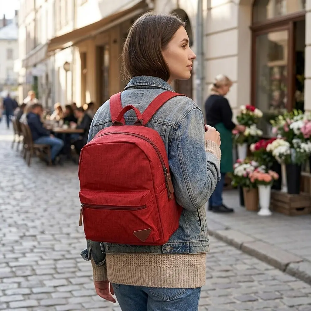 Стильний жіночий рюкзак з текстилю Vintage 22245 бордовий - фото 2