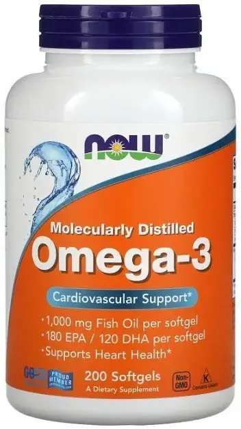 Риб'ячий жир Омега 3 Now Foods Omega-3 180 ЕПК/120 ДГК 200 капсул