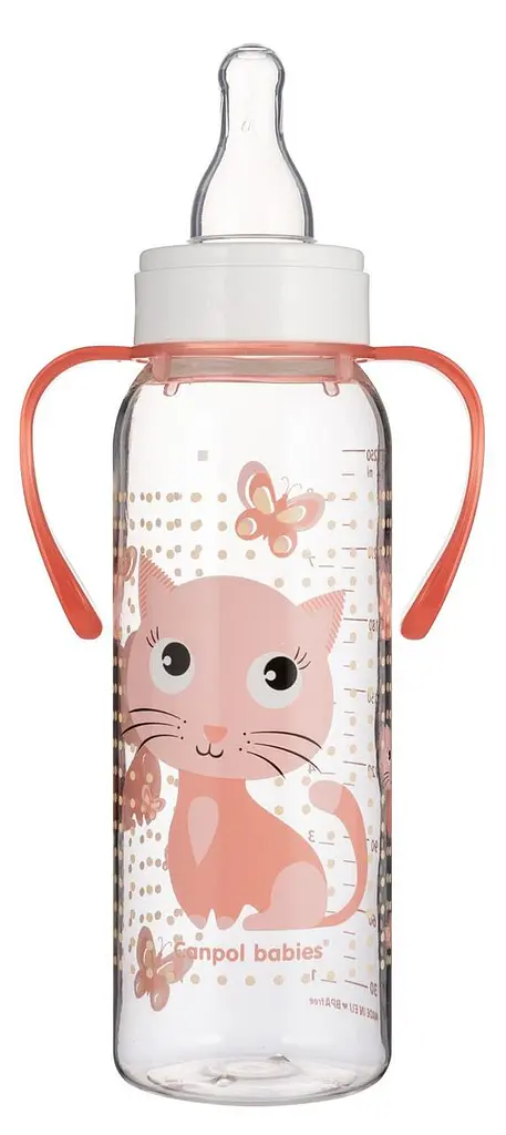 Пляшка з вузьким отвором 250 мл з малюнком і ручкою "BPA FREE" колекція "Кольорова ферма" Рожева - фото 2