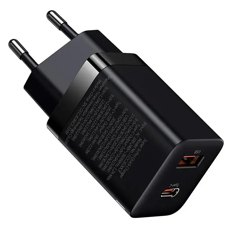 МЗП Baseus Super Si Pro Quick Charger 30W (1USB-A/1C) (CCSUPP-E) Black - фото 3