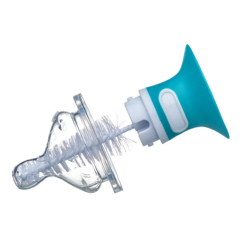 Щіточка 2 в 1 Bebe Confort Wide Neck Bottle Brush та Teat Brush, для миття пляшечки та соски, блакитна (3102201830) - фото 3