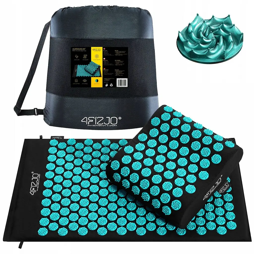 Килимок акупунктурний 4FIZJO Eco Mat XL Аплікатор Кузнєцова з подушкою 72 x 42 см 4FJ0380 Black/Blue (P-5907739313911) - фото 2