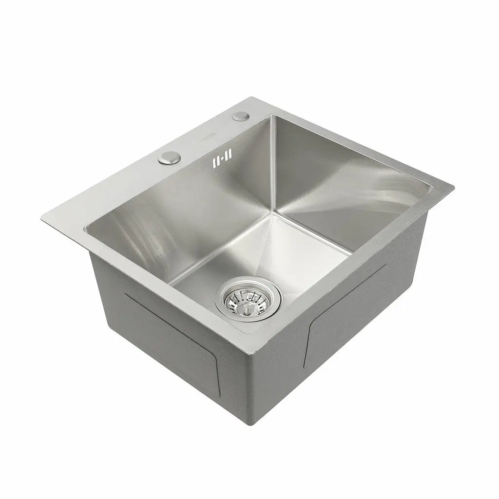 Кухонна мийка Platinum Handmade нержавійка 50x45 (сифон круглий 3.0/0.8) - фото 2