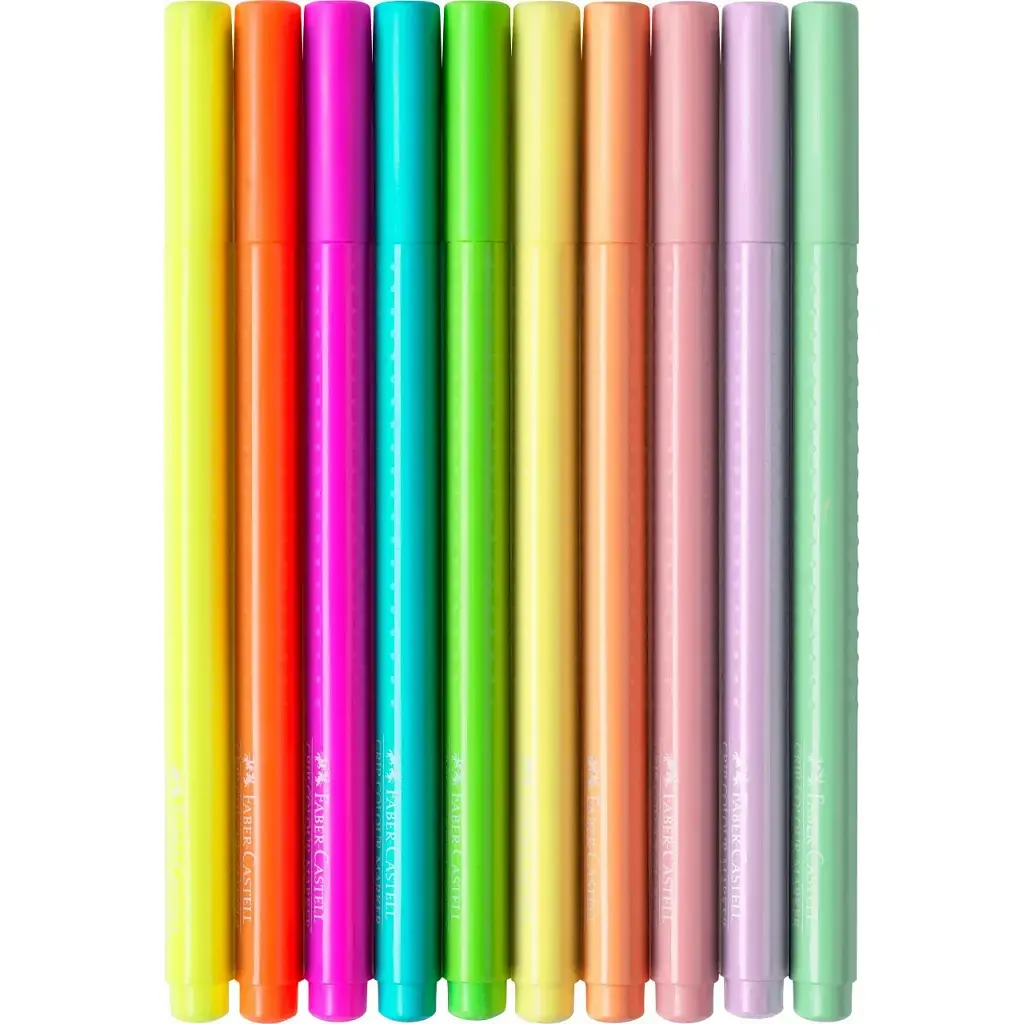 Фломастери Faber-Castell Grip felt-tip pen neon + pastel, тригранні пастельні + неонові, 10 кольорів (30746) - фото 3