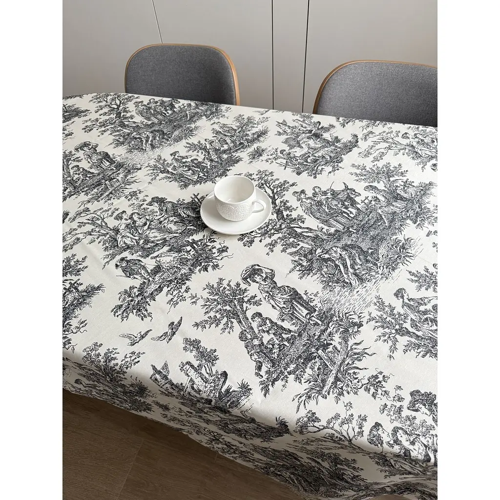 Скатертина тефлонова Ecotton Duck 170х200 см Люди в кущах сіра (25024) - фото 3