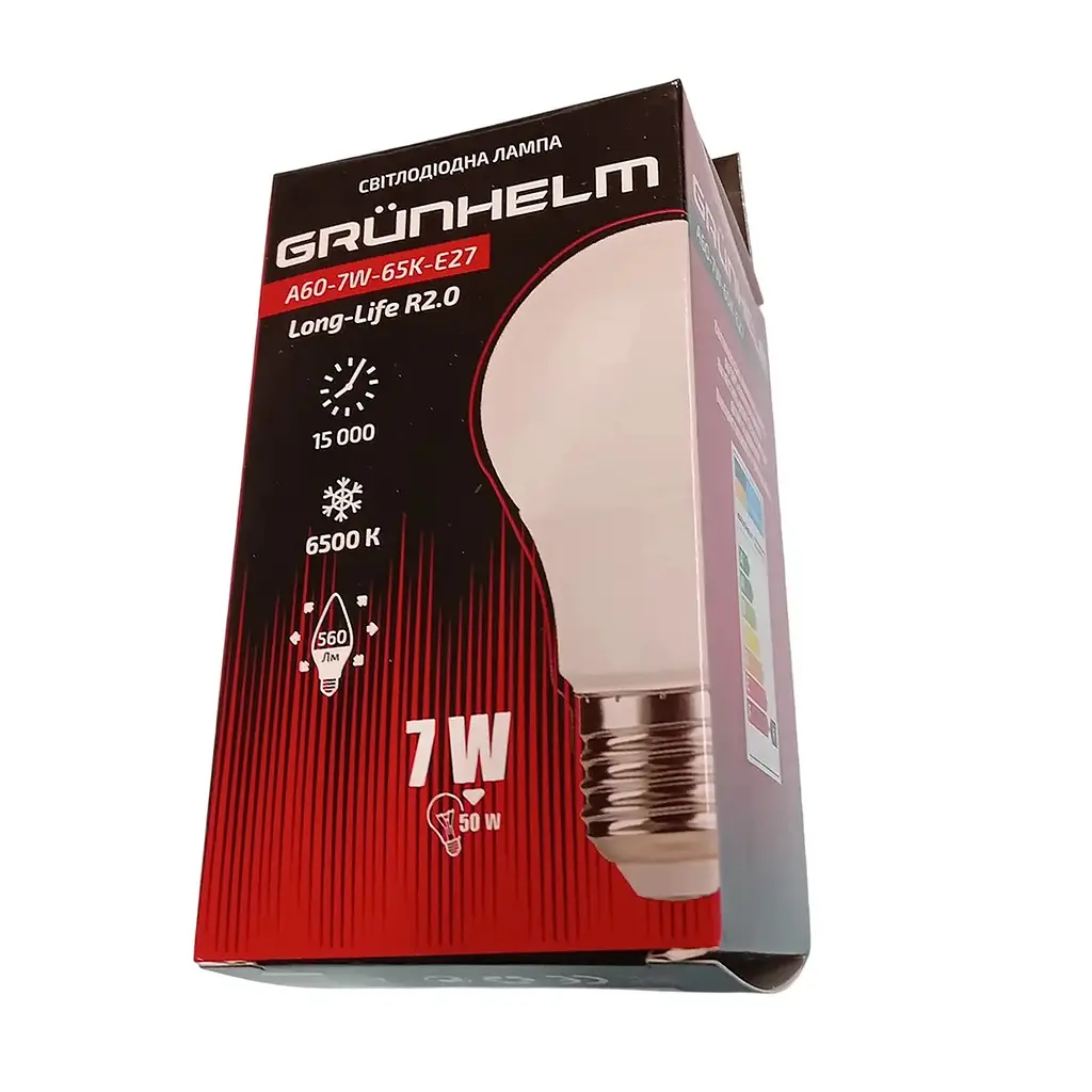 Лампа LED Grunhelm A60-7W-65K-E27 Long-Life R2.0 (149187) - фото 2