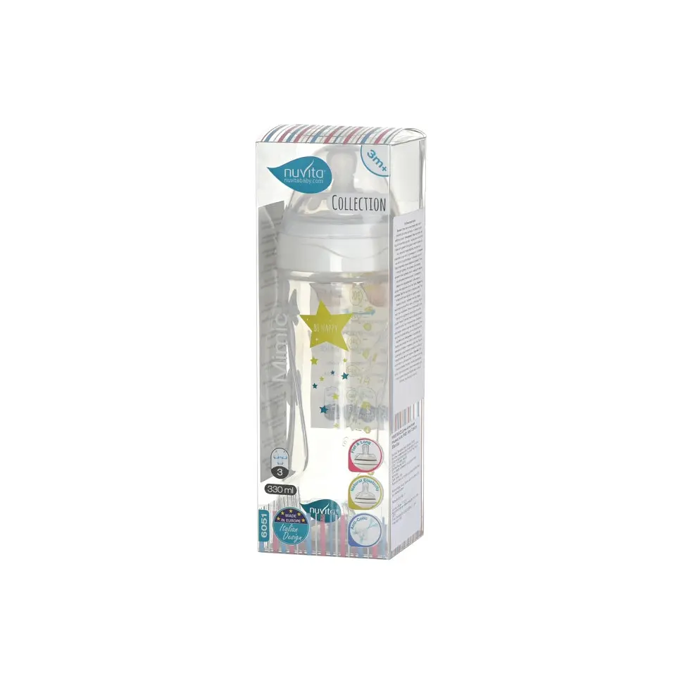 Детская бутылочка Nuvita 6051 Mimic Collection антиколиковая 4+ 330 мл белая NV6051BIANCO - фото 2