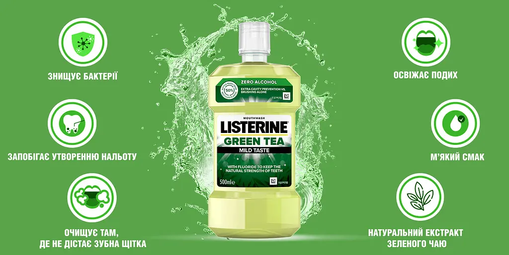 Ополіскувач для ротової порожнини Listerine Зелений Чай 500 мл - фото 3