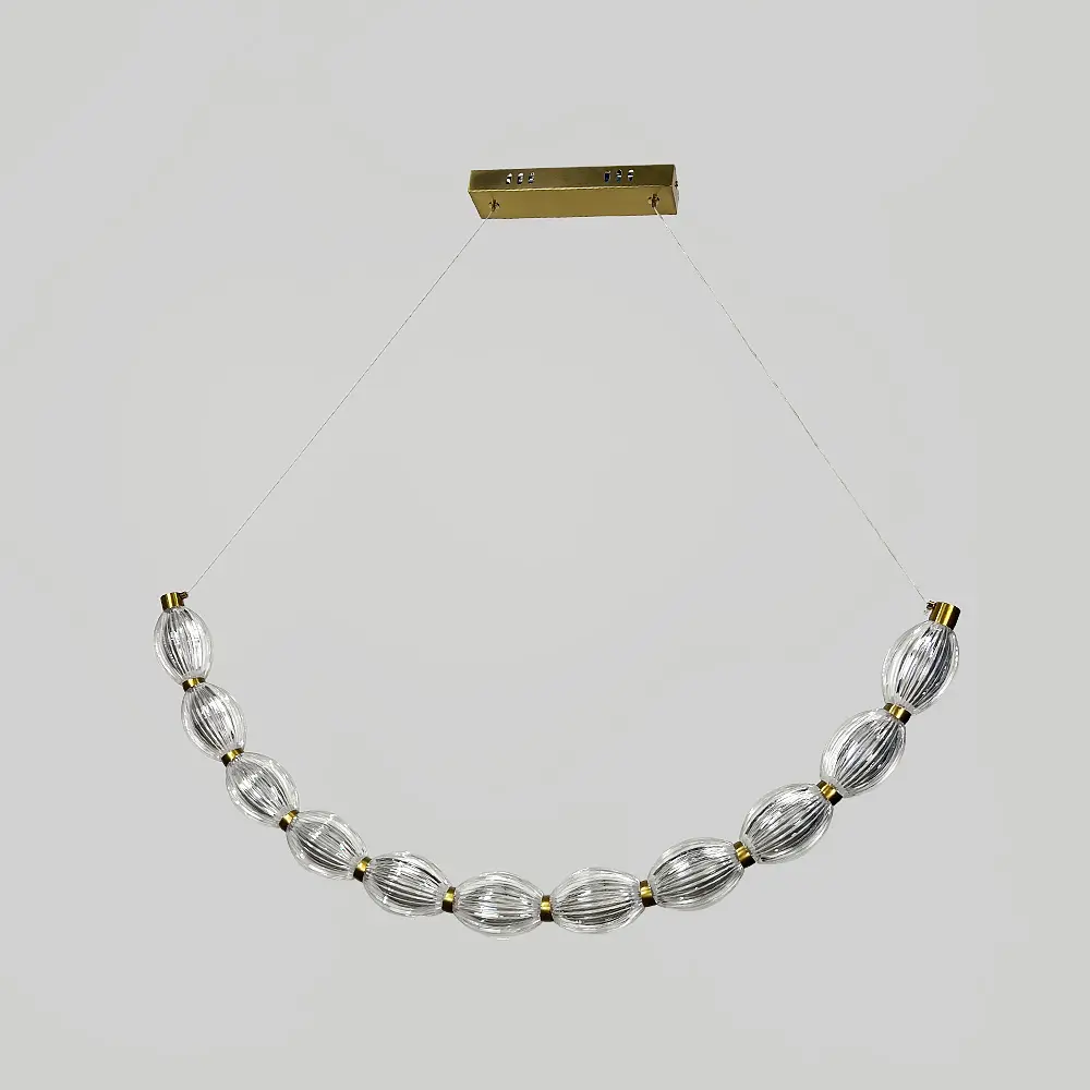 Дуговая Led люстра с 11 прозрачными рельефными шариками в корпусе 90 см Line F | Ст. MJ344-900L AB+CL - фото 6