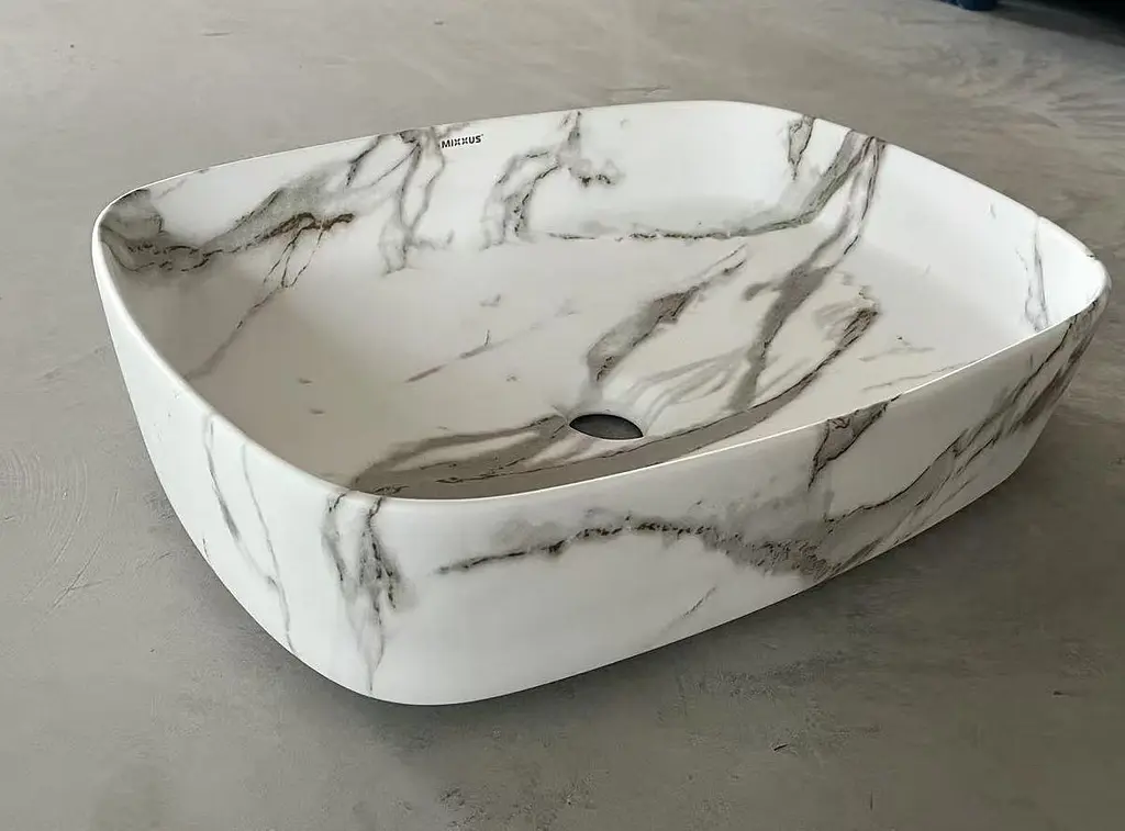 Умивальник накладний Mixxus Premium Bevel-0102 marble 495x370x135 мм MP6519, Мармур - фото 7