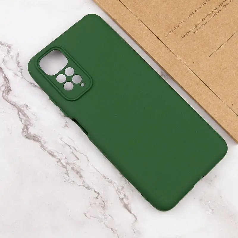 Чехол TPU GETMAN Liquid Silk Full Camera для Xiaomi Redmi Note 11 (Global) / Note 11S Зеленый / Dark green - фото 4