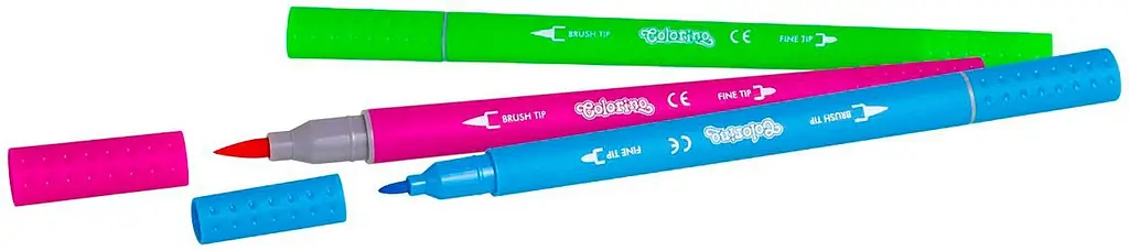 Фломастери двосторонні Colorino Brush&aFine tip, 12 кольорів (92500PTR) - фото 2