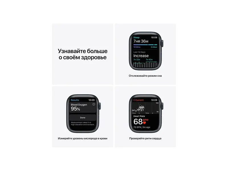 Смарт-часы Apple Watch Series 7 GPS 41mm Midnight Aluminum Case With Midnight Sport Band (MKMX3) - фото 7