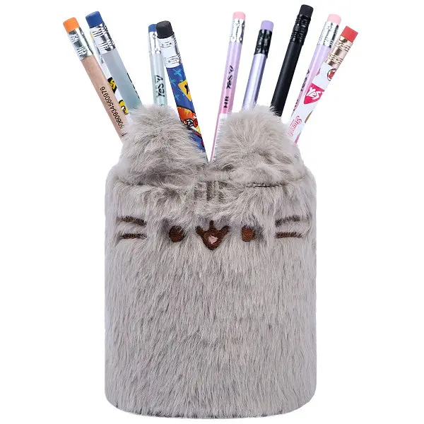 Стакан для письмового приладдя Yes Pusheen Toy хутро 10х9 см сірий (708758) - фото 3