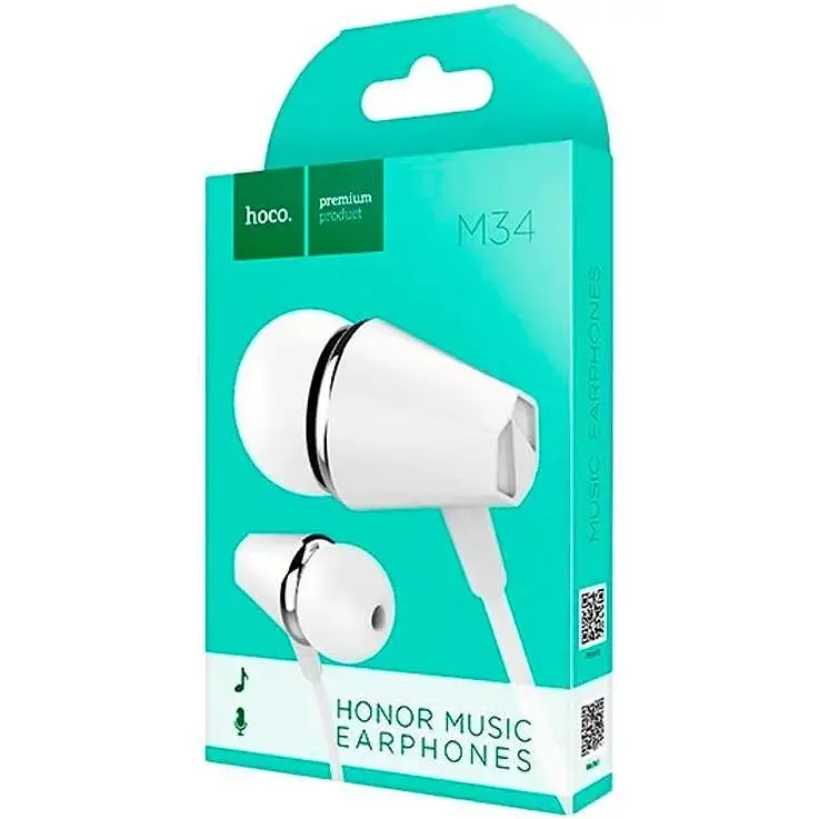 HF Hoco M34 White + mic + button call answering - фото 2