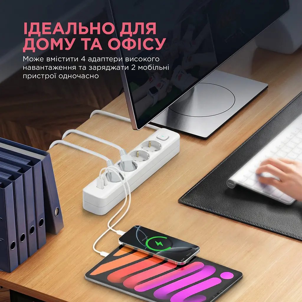 Мережевий фільтр-подовжувач ArmorStandart A-PS42 1.8m 4 розетки + USB-A + USB-C (PD20W) White (ARM84666) - фото 6