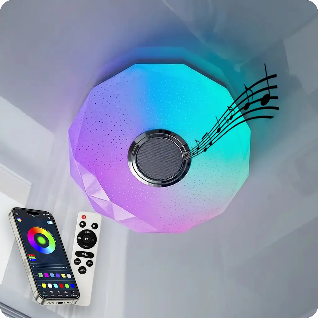 Люстра світлодіодна 517 Dlight RGB з пультом і колонкою 45Вт Білий (02148) - фото 11