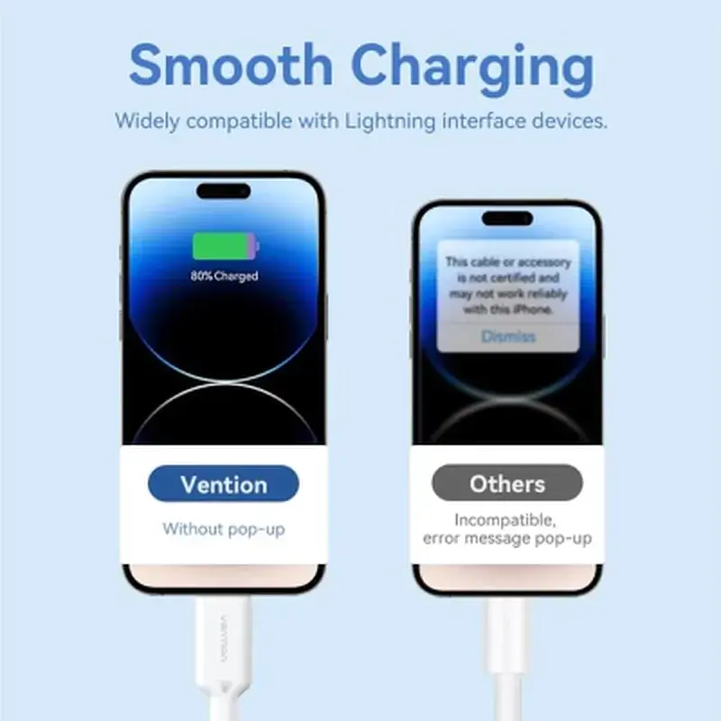 Дата кабель USB 2.0 AM to Lightning 1.0m 2.4A black Vention (LAMBF) - фото 4