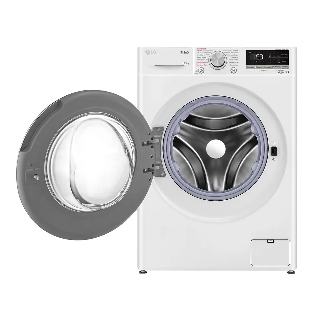 Пральна машина LG фронтальна, 10,5кг, 1400, A+++, 57см, дисплей, пара, інвертор, білий (F4V5RS0WW) - фото 3
