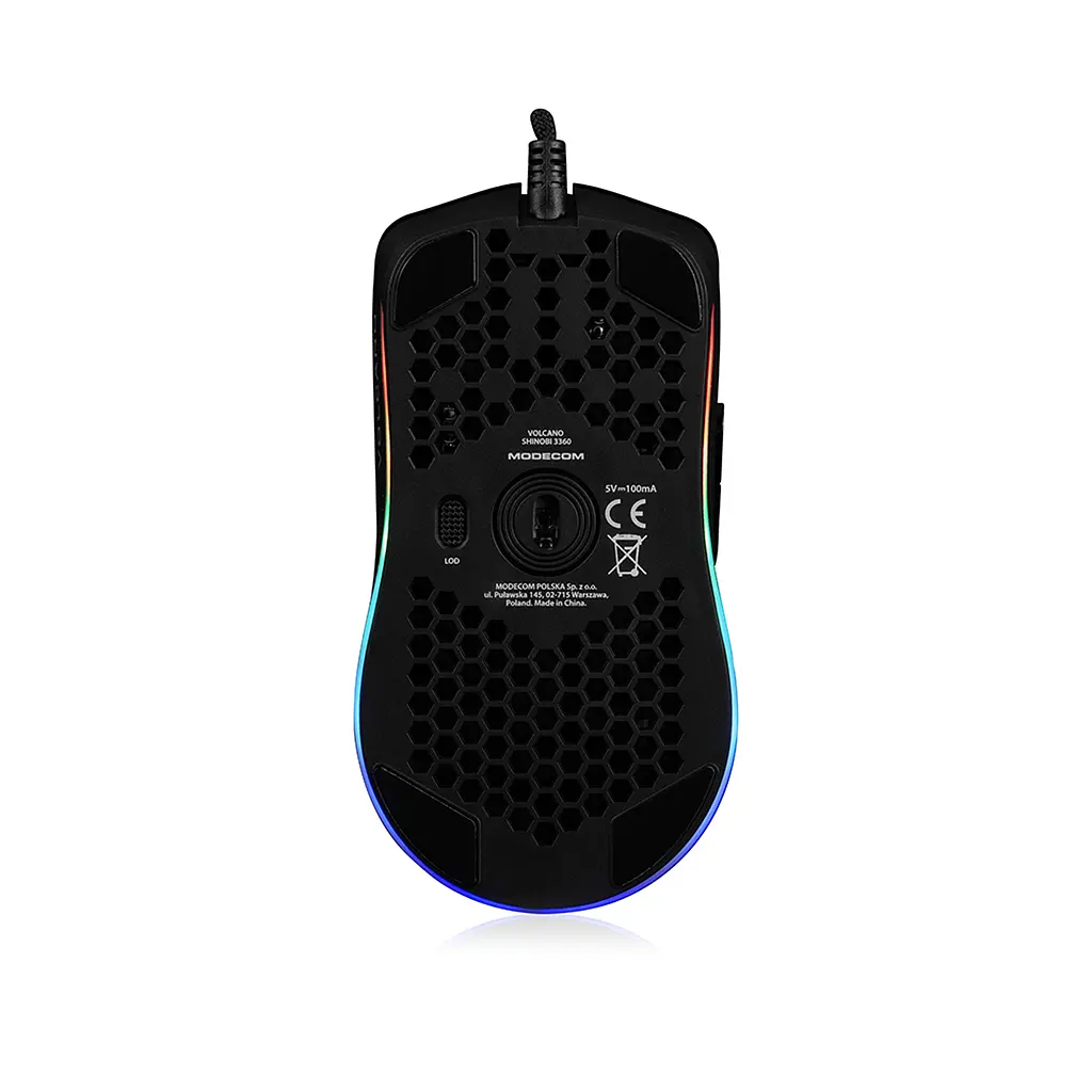 Мишка Modecom Shinobi 3360 Volcano ігрова 12000dpi 6 кнопок чорна - фото 7