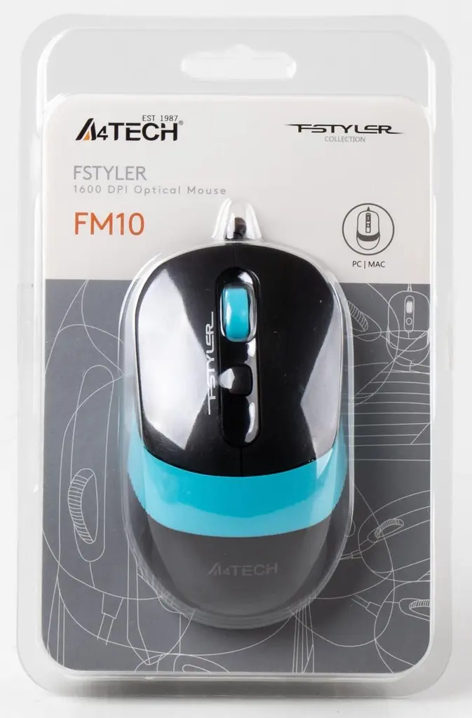 Миша A4Tech Fstyler FM10 USB Black/Blue (FM10 (Blue)) - фото 6