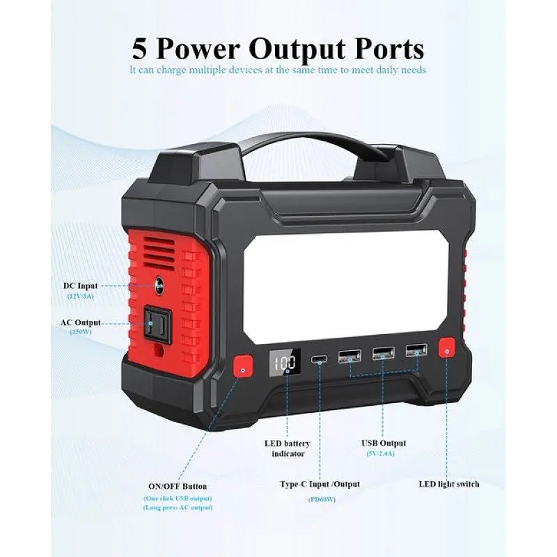 Портативная электростанция Remax Tank Series 150W Power Station RPP-325 36000 mAh 3USB/Type-C/DC/AC black - фото 4