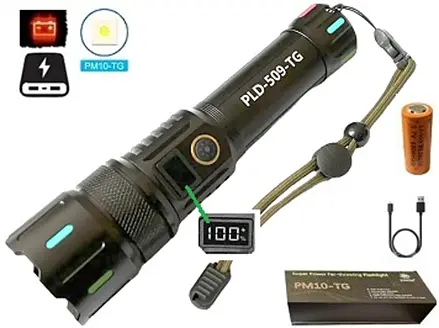 Ручной фонарь PLD-509-TG zoom + LCD Type-C + Power Bank 1х26650 (5 режимов) - фото 2